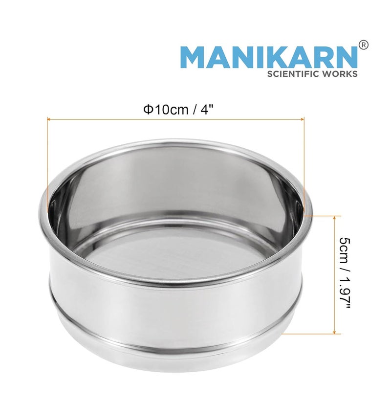MANIKARN Lab Test Sieve – 4" Diameter, 150 Micron Stainless Steel Mesh – ASTM No. 100 for Laboratory Soil & Particle Analysis - Image 2